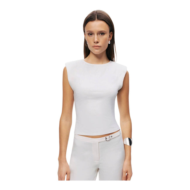 Lace Back Sculpted Top White