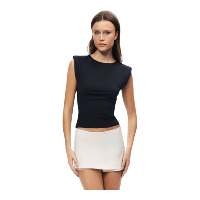 Lace Back Sculpted Top Black