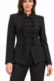 Black Cord-Detail Tailored Jacket & Trouser Set