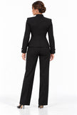 Black Silver-Button Tailored Jacket & Trouser Set