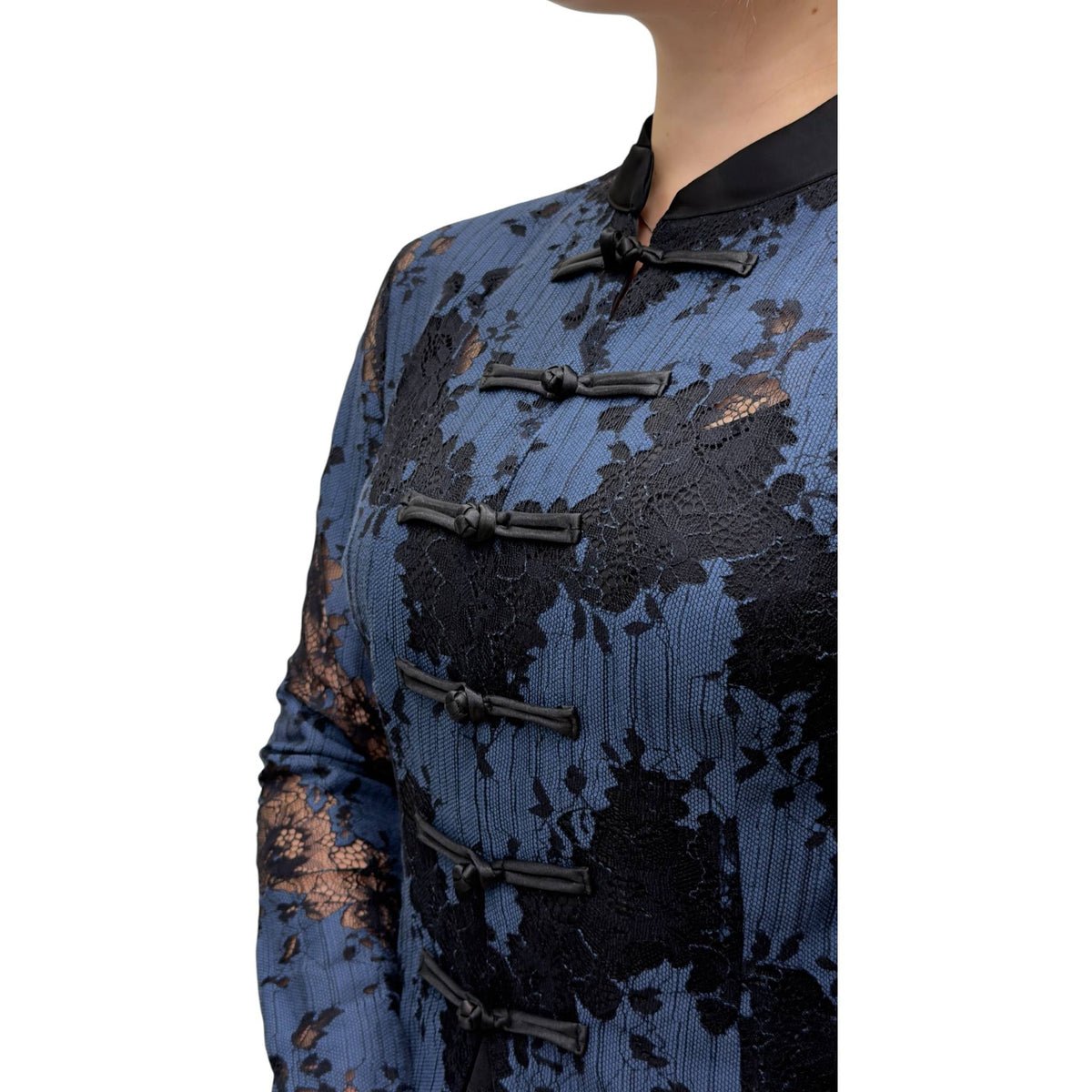 Navy Floral Lace Jacket & Balloon Trouser Set