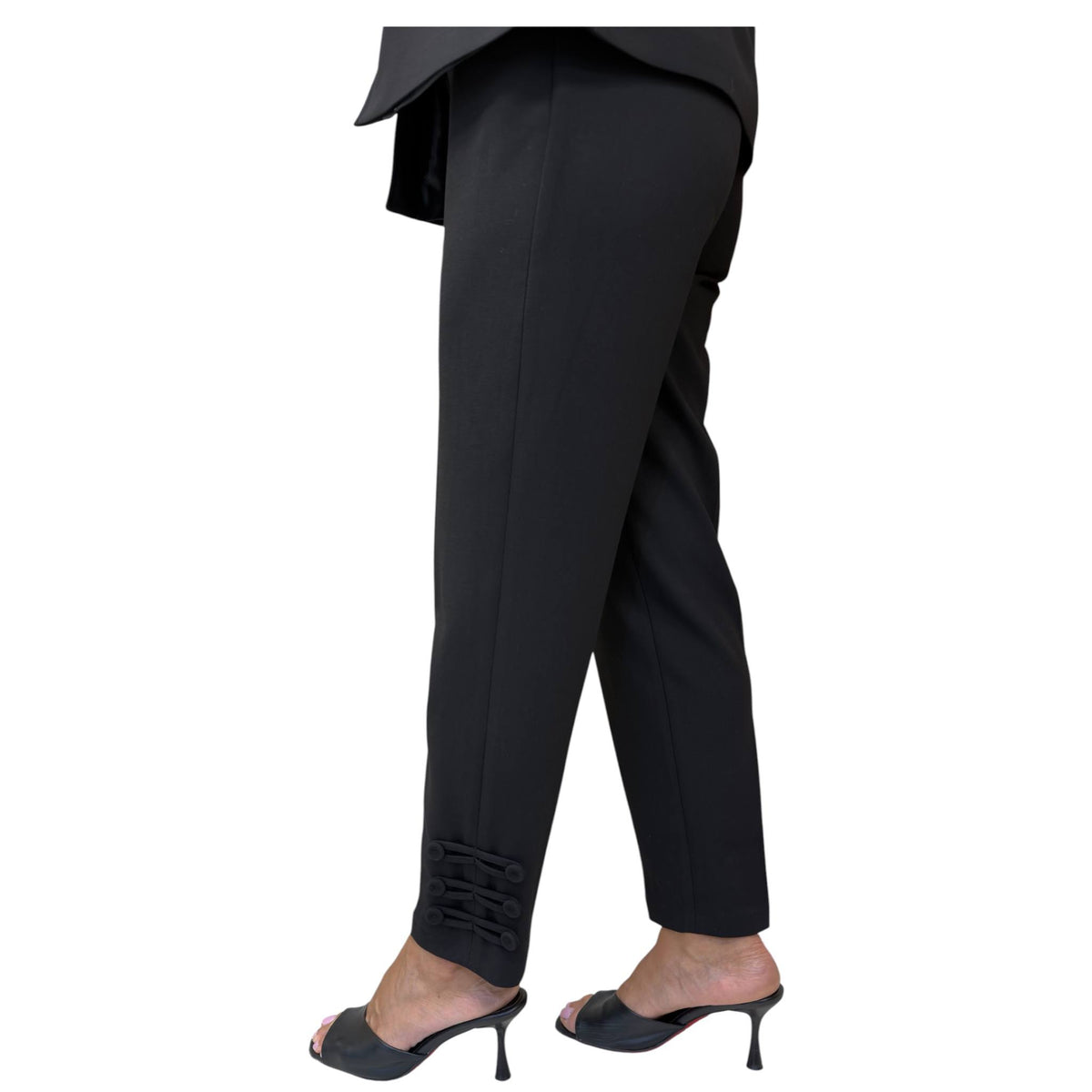 Black Cord-Detail Tailored Jacket & Trouser Set