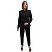 Black Cord-Detail Tailored Jacket & Trouser Set