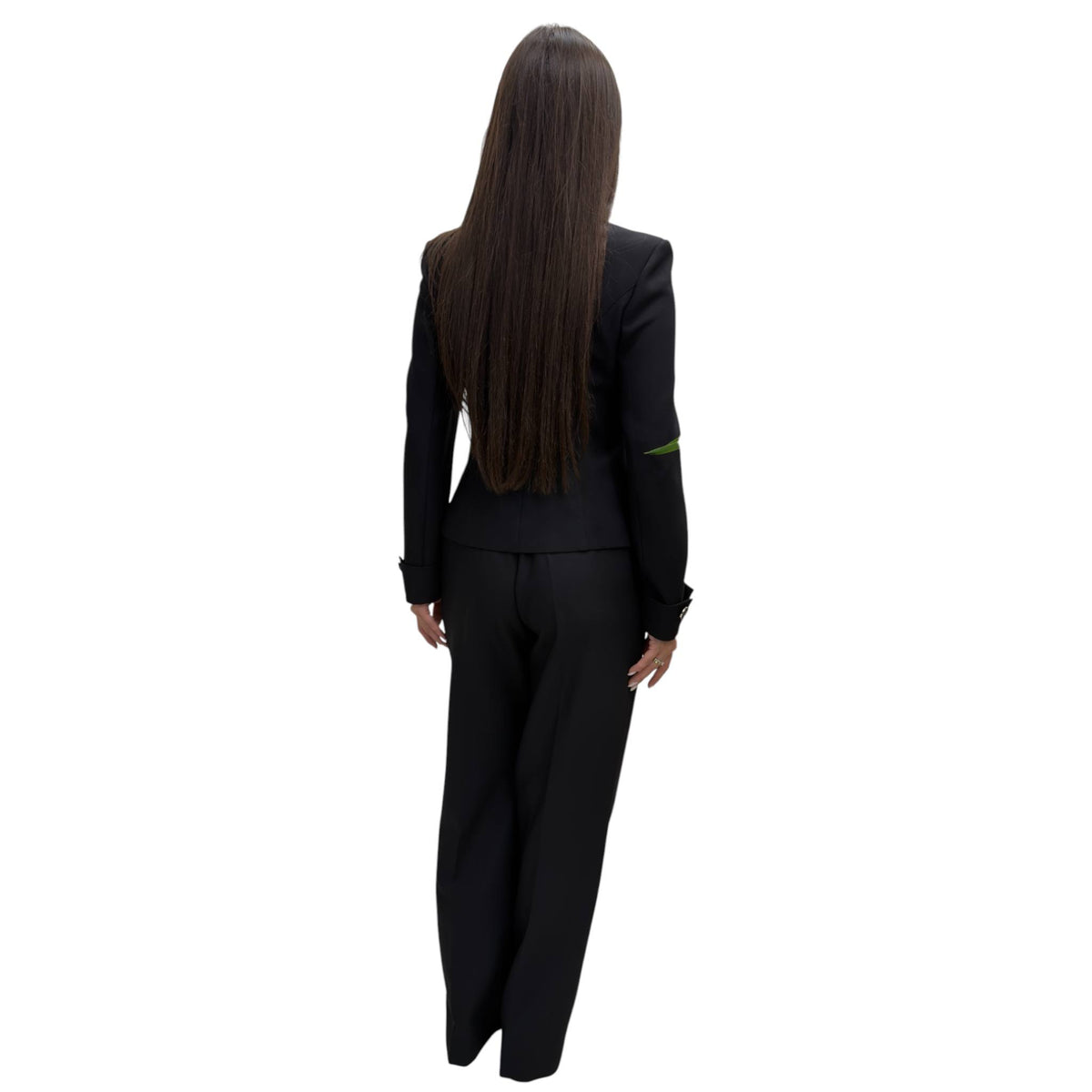 Black Silver-Button Tailored Jacket & Trouser Set