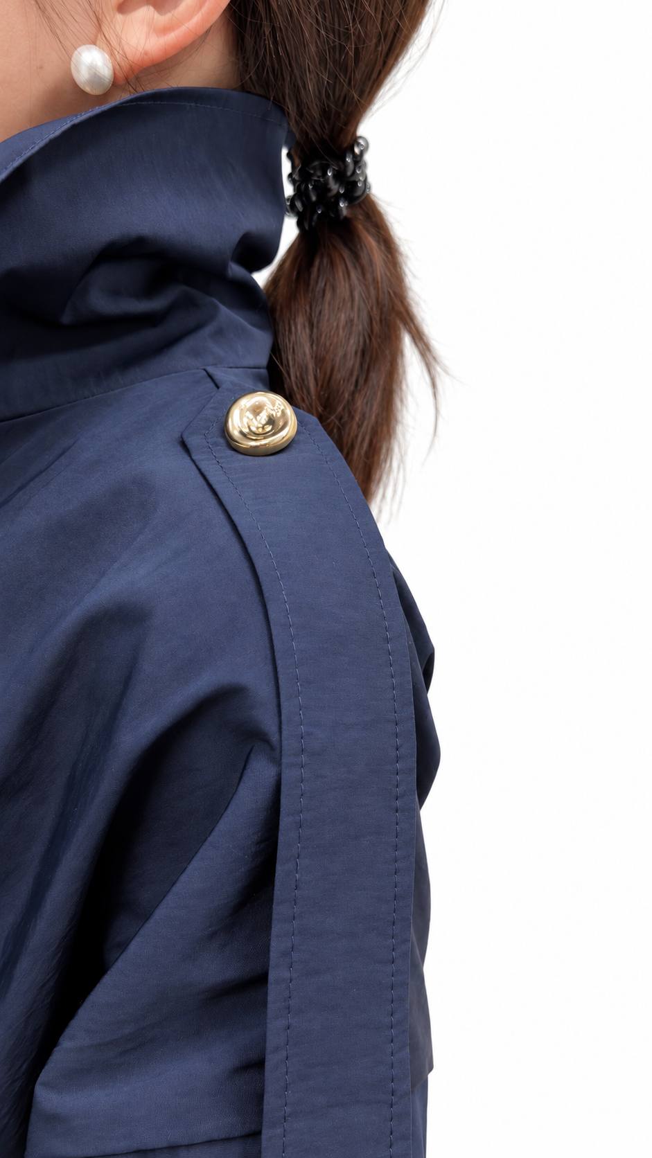 Navy Zip-Up Jacket & Contrast-Panel Trouser Set